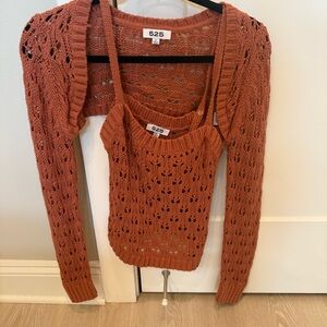NWOT 525 America Women's Knit Rust Sweater and Shrug Set